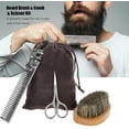 thumbnail image 2 of Beard Care Set for Men, Mane Stainless Steel Beard Brush Comb Shaving Set Modeling Cleaning Care Kit + Cloth Bag, 2 of 8