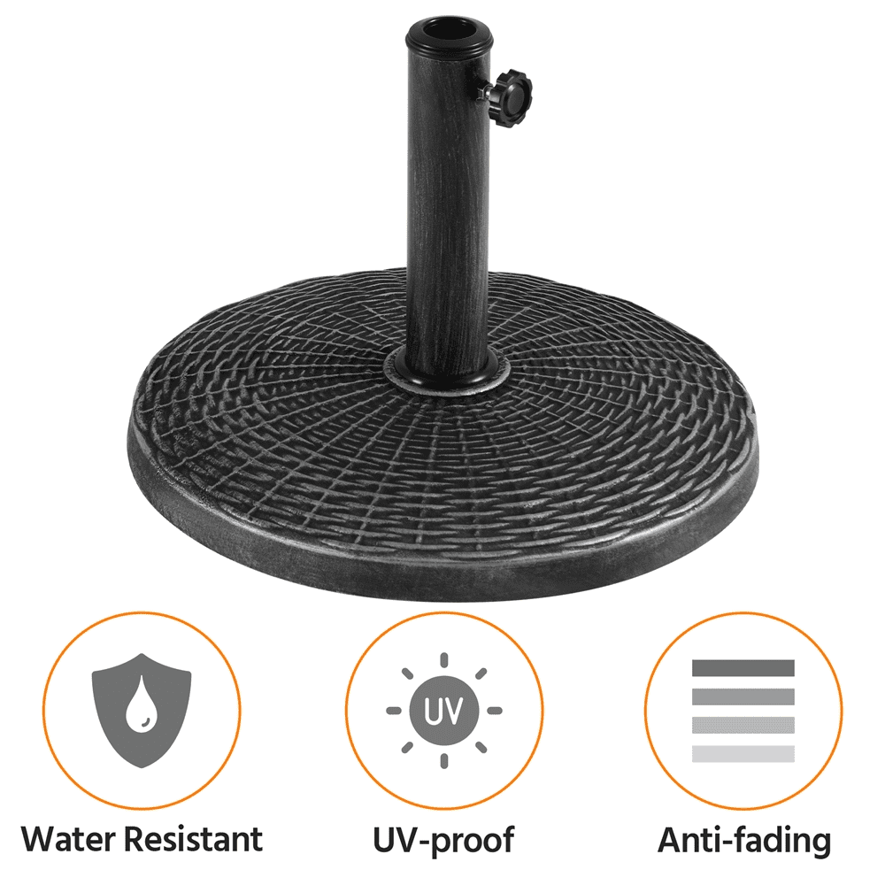Renwick Patio Market Umbrella Base with Water-Resistant Coating, Rustic Silver