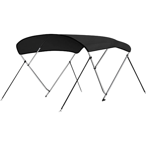 Waterproof Boat Bimini Top Cover - 67-72" W 3 Bow Bimini Top Sun Shade Boat Canopy - 1" Double Wall Aluminum Frame Tubes, 2 Front Straps, 2 Rear Support Poles, Storage Boot - SLBTW72G.5 Gray