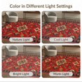 thumbnail image 7 of ODIKA 6'x9' Red Vibrant Geometric Symmetry Design Washable Area Rug Intricate Tribal Motifs with Bold Border Detailing for Queen Size Bedroom, Under Bed, Master Suite, Easy Care, Non-Shedding, 7 of 7