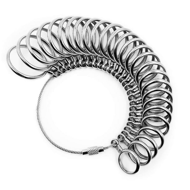 Zhuge Medidor de tamaño de anillo, medidor de tamaño de anillo de metal Owlbbabies, medidor de tamaño de anillo, herramientas para medir el tamaño de joyería, tamaño 0-13, juego de 27 piezas