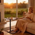 thumbnail image 3 of Kitstorack Table de Plateau TV avec Verrou à Panneau, Hauteur Réglable et Conception Rabattable à 90&Acirc;&deg;, Table d'Appoint avec Accoudoirs pour Manger, Portable, Canapé, Lit Ou Petit S, 3 of 9