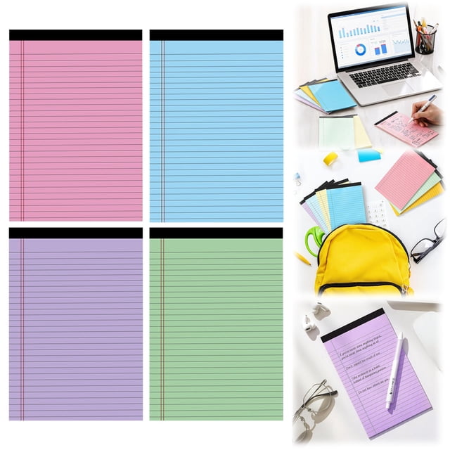 WHEANG Colored Legal Writing Wide Ruled 50 Sheets Per Notepad Perforated Writing Notepad For School College Business