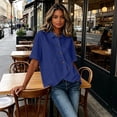 thumbnail image 6 of Women's Asymmetrical Placket Button-Down Shirt Casual Regular Fit Short Sleeve Tops Spring Summer Daily Top XL, 6 of 6