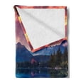 thumbnail image 2 of Landscape Soft Flannel Fleece Throw Blanket, Peaceful Mountain Lake Majestic Sky and Mountains South Asia Romantic View, Cozy Plush for Indoor and Outdoor Use, 70" x 90", Multicolor, by Ambesonne, 2 of 5