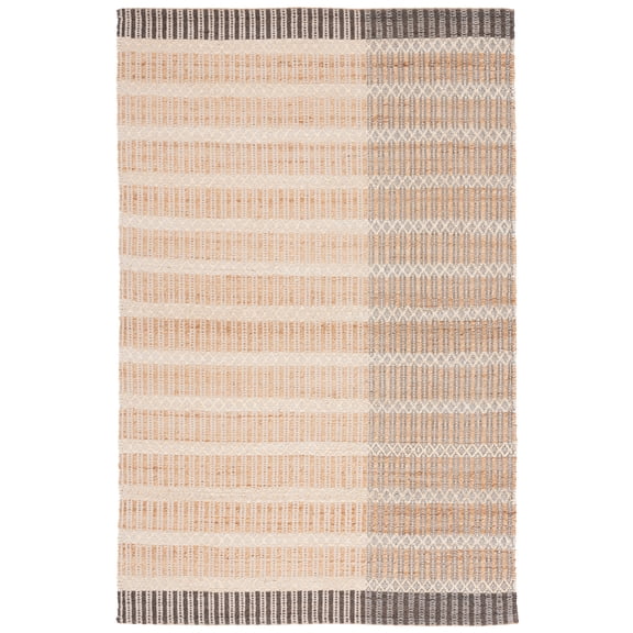 SAFAVIEH Natural Fiber Connor Striped Area Rug, Natural/Charcoal, 8' x 10'