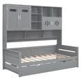 thumbnail image 6 of Harper & Bright Designs Twin Size Daybed with and Storage Bookcase, Wood Daybed with Trundle, Twin Wooden Day Bed with Storage Cabinets Shelves, Gray, 6 of 14