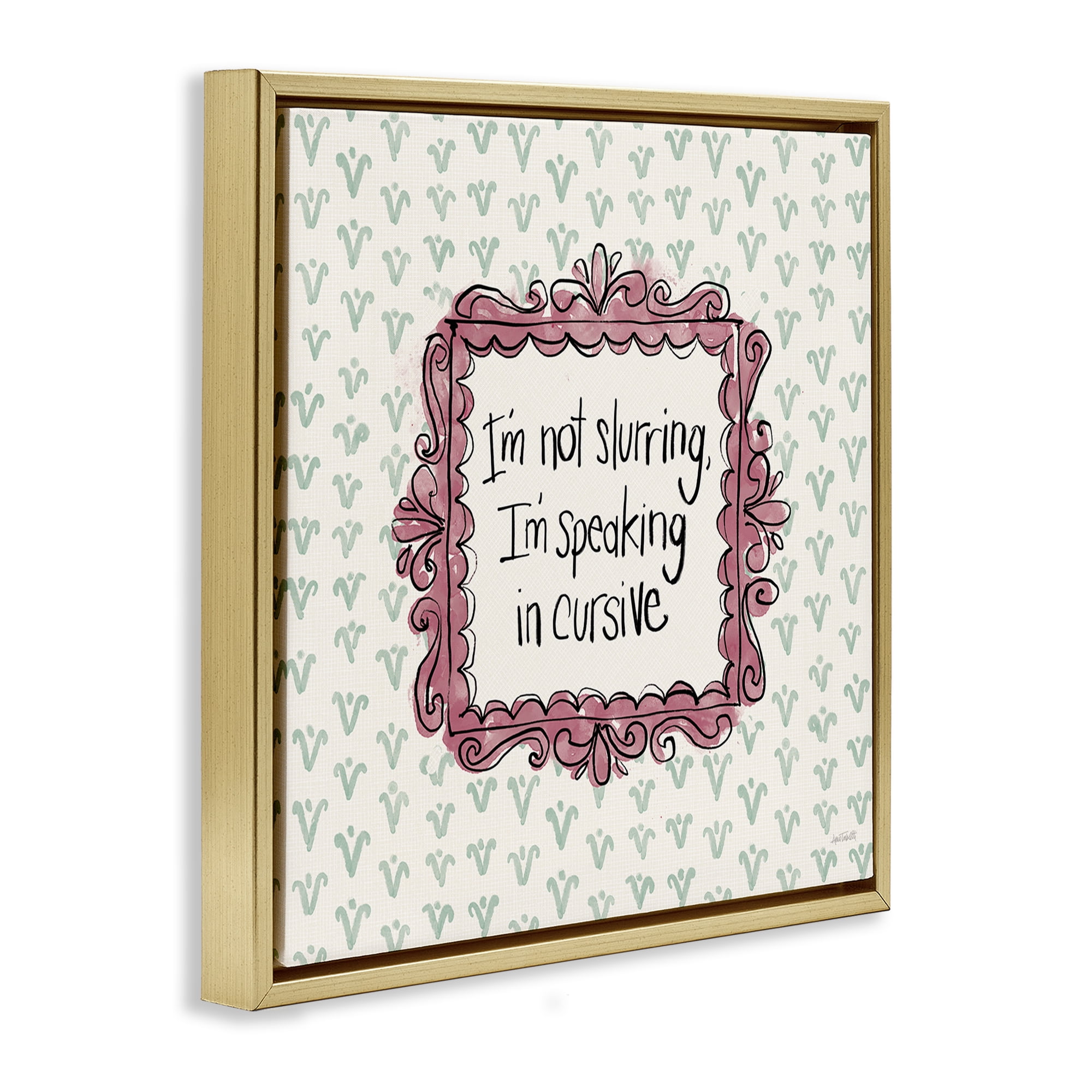 Stupell Industries Speaking In Cursive Food & Beverage Painting Gold Floater Framed Canvas Art Print Wall Art, 18 x 18