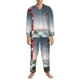 thumbnail image 4 of Kll 3d Lighthouse In The Surf Sleepwear Mens Flannel Pajamas,Long Cotton Pj Set, 4 of 9