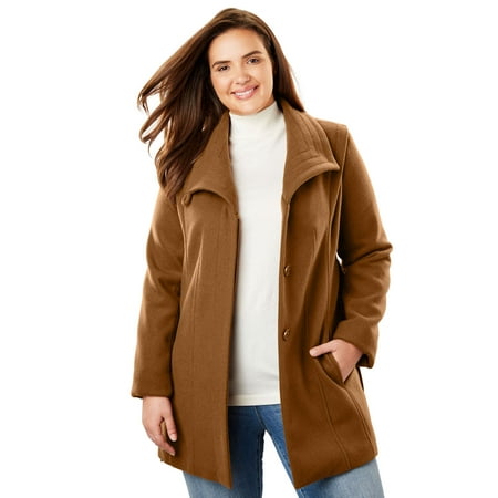 Woman Within Plus Size Wool-blend Wrap Coat
