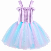 Jurebecia Princess Tutu Dress Girls Halloween Costume Color Led Light up for Halloween Birthday Party Kids 6,4-5Years