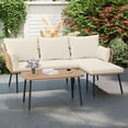 thumbnail image 4 of Gymax 3 Pieces L-Shaped Patio Furniture Set w/ Coffee Table Removable Cushions, 4 of 10