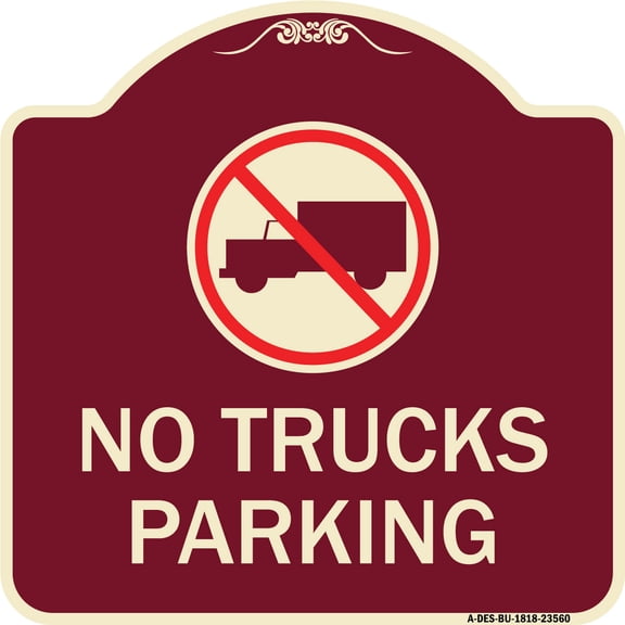 SignMission Designer Series Sign - No Truck Sign No Truck Parking (With Symbol) | Burgundy 18" X 18" Heavy-Gauge Aluminum Architectural Sign | Protect Your Business & Municipality |