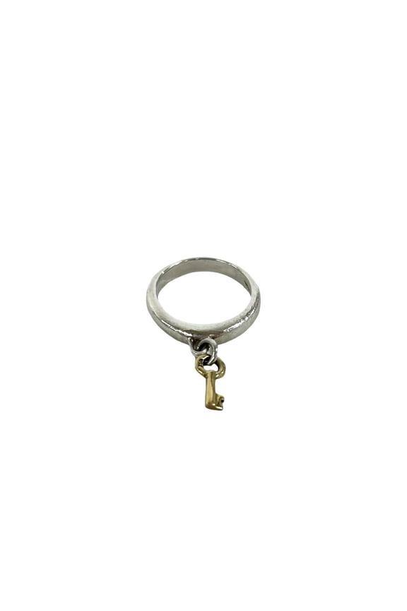 Pre-Owned TIFFANY&Co. Tiffany Key Charm Ring, Sterling Silver 925, 18K Yellow Gold, 7-001