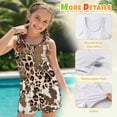 thumbnail image 6 of Xoenoiee Leopard Cow Print Swimsuit for Girls Teens 2 Piece Tummy Control Bathing Suit Tankini Set Tank Top with Shorts Blouson Swimwear, 6-7 Years, 6 of 7