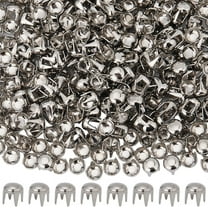 1 Box 400Pcs Rivet Dome Studs Round Clothing Studs 4mm Brass Platinum Four Claw Head Spike Prong Spots Mushroom Rivets Nailheads for Leather Craft Clothes Belt Bag Shoes DIY Accessories