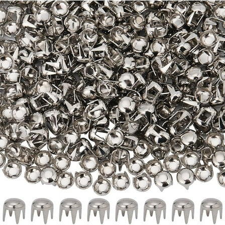 1 Box 400Pcs Rivet Dome Studs Round Clothing Studs 4mm Brass Platinum Four Claw Head Prong Spots Mushroom Rivets Nailheads