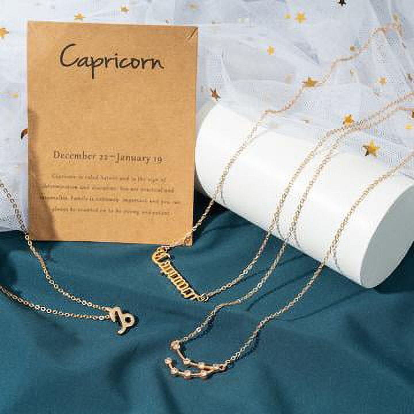PANTIDE 3Pcs Capricorn Zodiac Layer Necklaces for Women Girls 14K
