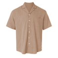 thumbnail image 4 of Huresd Men's Wrinkle Free Untucked Cuban Shirt Business Casual Button Down Tops Short Sleeve Solid Color Shirt Khaki 3XL, 4 of 4