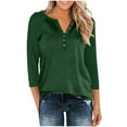 thumbnail image 3 of Kilaqueen Loose Fitness Shirts for Women Casual Henley V Neck 3/4 Sleeve Tunic Blouses Plus Size Pullover Tops Lightweight Solid Color Basic Shirt, 3 of 9