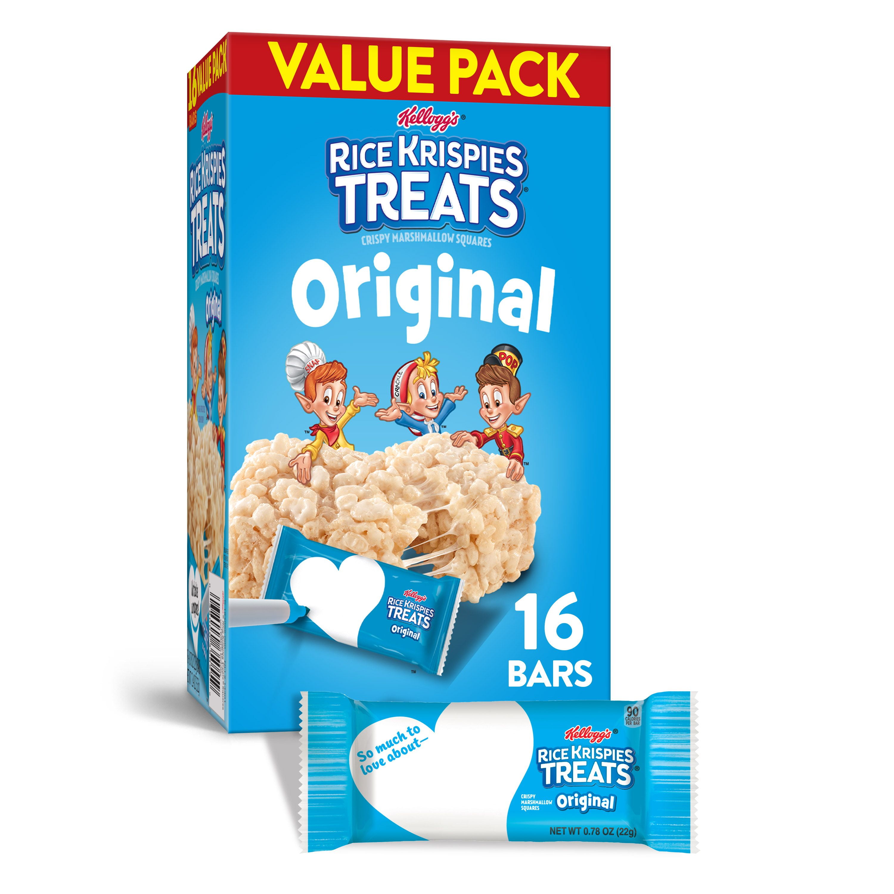 Kellogg S Rice Krispies Treats Crispy Marshmallow Squares Original Value Pack 16 Ct 12 4 Oz Walmart Com Walmart Com