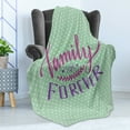 thumbnail image 4 of Family Soft Flannel Fleece Blanket, Classical Polka Dots Background Creative Lettering Words About Family, Cozy Plush for Indoor and Outdoor Use, 50" x 60", Purple Violet Mint Green, by Ambesonne, 4 of 5