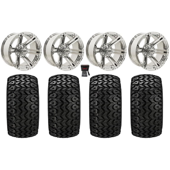 GTW Specter 14" Golf Cart Wheels Chrome 23" Sierra Sport Tires Yamaha