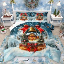Homewish Christmas Crystal Ball Full Size Comforter Sets, Western Lodge Cabin Bedding Comforter Set, Teens Kids Boys Girls Reversible Bedding Sets, Microfiber Bedroom Decor, 3-Piece
