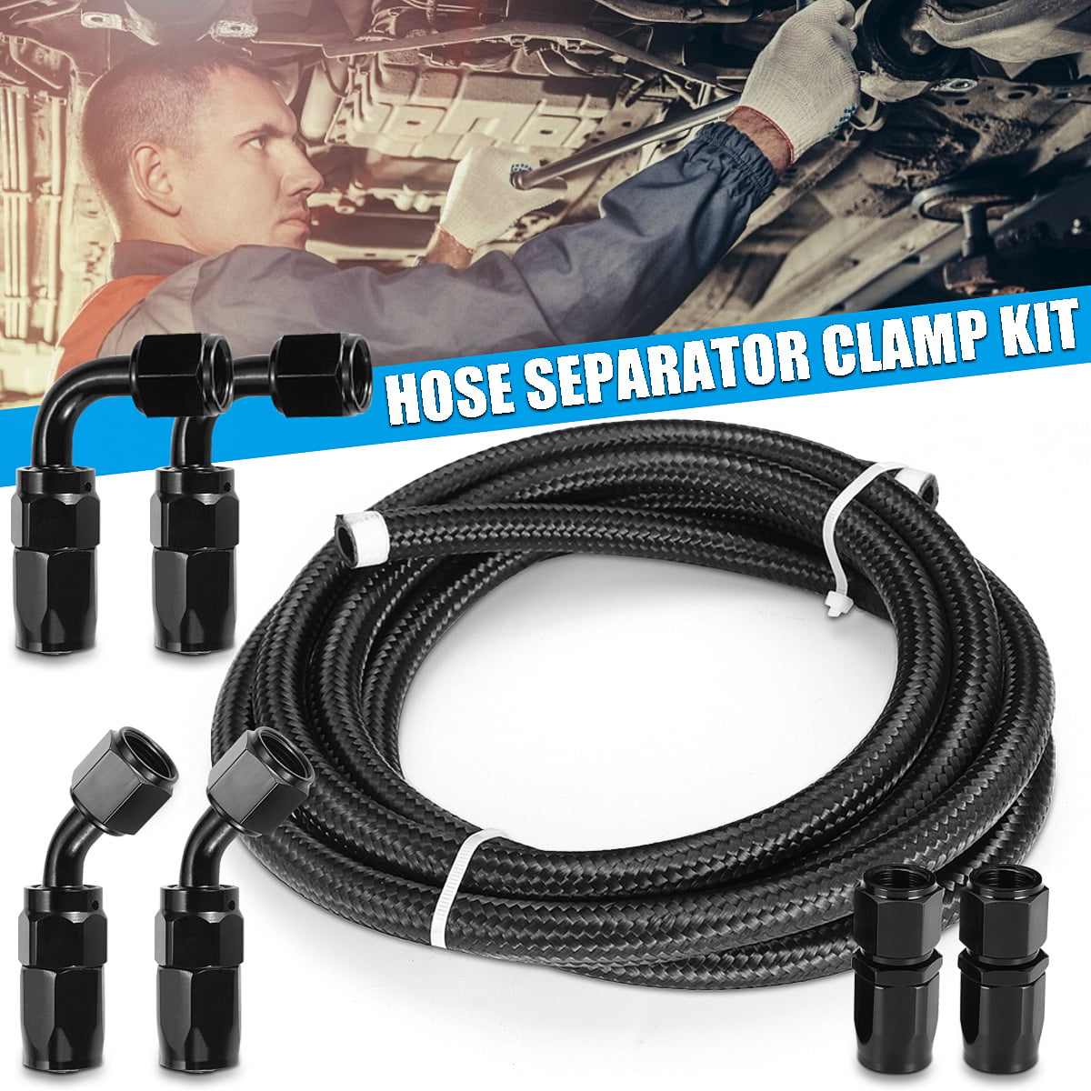6AN 8AN 10AN Braided Hose Separator Clamp Fitting Adapter for Oil Fuel Hose Line