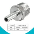 thumbnail image 4 of Uxcell 8mmx1/2PT Male Thread Straight Stainless Steel Hose Barb Pipe Fitting, 4 of 5
