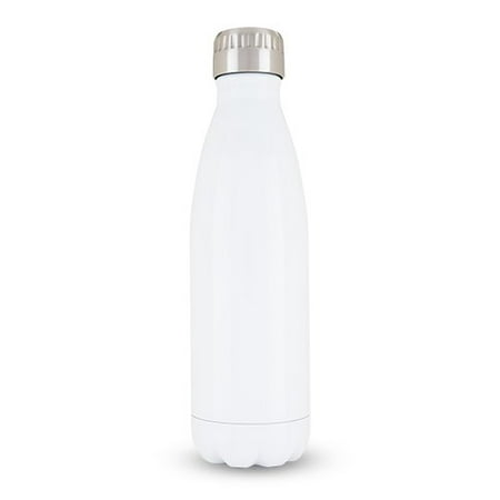Steel Wall Case Hot Water Bottle, White Double Wall Stainless Steel Insulated Water Bottle (Sold by Case, Pack of 4) ()