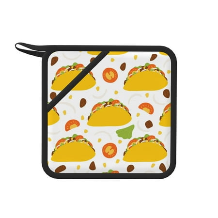 

1 Pc Silicone Anti-Hot Hot Pads Oven Mitts Heat Resistant Pot Holders With Pockets Non Slip Oven Glove Potholder For Kitchen Cooking Bbq Baking 7.1in Taco Flat Style