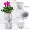 thumbnail image 4 of Ludlz Resin Head Planter Face Flower Pot 6 inch Tiny Human Shaped Flower Vases Succulents Pots Desktop Decoration for Home Office Indoor Outdoor Gardening Ornament, 4 of 8