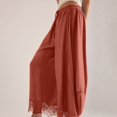 thumbnail image 5 of WGRFFH Women's Cropped Lace-Hem Pants,High Waisted Drawstring Wide Leg Pants Summer Boho Casual Lightweight High Rise Lounge Trousers with Pockets,Ruffle Flowy Beach Vacation Barrel Palazzo Brick Red, 5 of 8