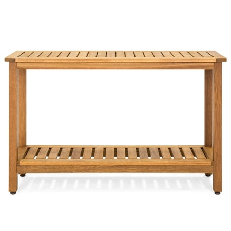 Wood Outdoor Bar Best Choice Products 48-inch 2-Shelf Indoor Outdoor Multifunctional Eucalyptus Wood Buffet Bar Storage Console Table Organizer, Natural ()