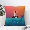 thumbnail image 4 of Yiaed Lighthouse and Whale Print Pillow Covers Super Soft Decorative Square Throw Pillow Covers Case Cushion Covers for Sofa Couch Bedroom Car Decor（No pillow core）-20"x20", 4 of 7