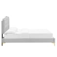 thumbnail image 4 of Platform Bed Frame, Tufted, Rivet Nailhead, Full Size, Light Grey Gray, Fabric, Bedroom, Modern Contemporary HB35330, 4 of 15