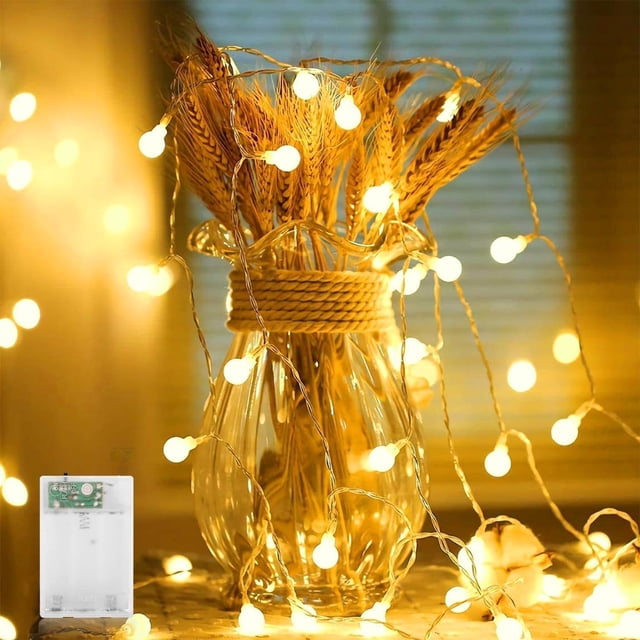 cadena de luz led caja de batería cadena de luz bola redonda bola de burbuja cadena de luz iluminación de navidad luces del árbol de navidad decoración de vacaciones