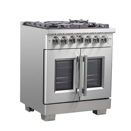 Forno Appliances - Capriasca 4.32 Cu. Ft. Freestanding Dual Fuel Range with French Doors and Convection Oven - Stainless Steel