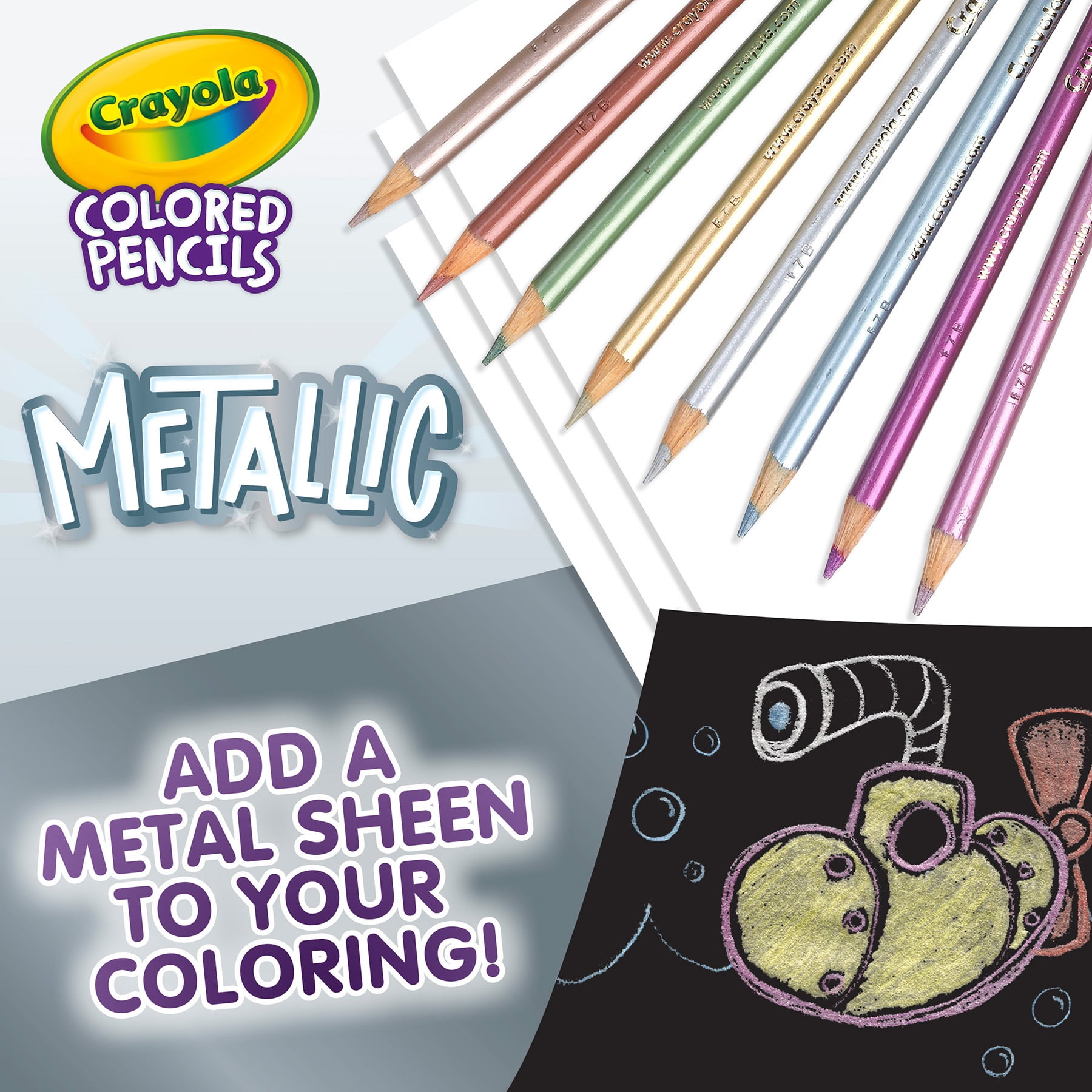 Crayola Colored Pencils, Metallic, 8 Per Pack, 6 Packs