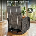 thumbnail image 5 of PARKWELL 3 Pieces Outdoor Recliner Chair Set,Patio 360° Swivel Reclining Lounge Chair with Side Table,Wicker Adjustable Recliner with Footrest for Garden Balcony Yard,Brown/Gray, 5 of 9