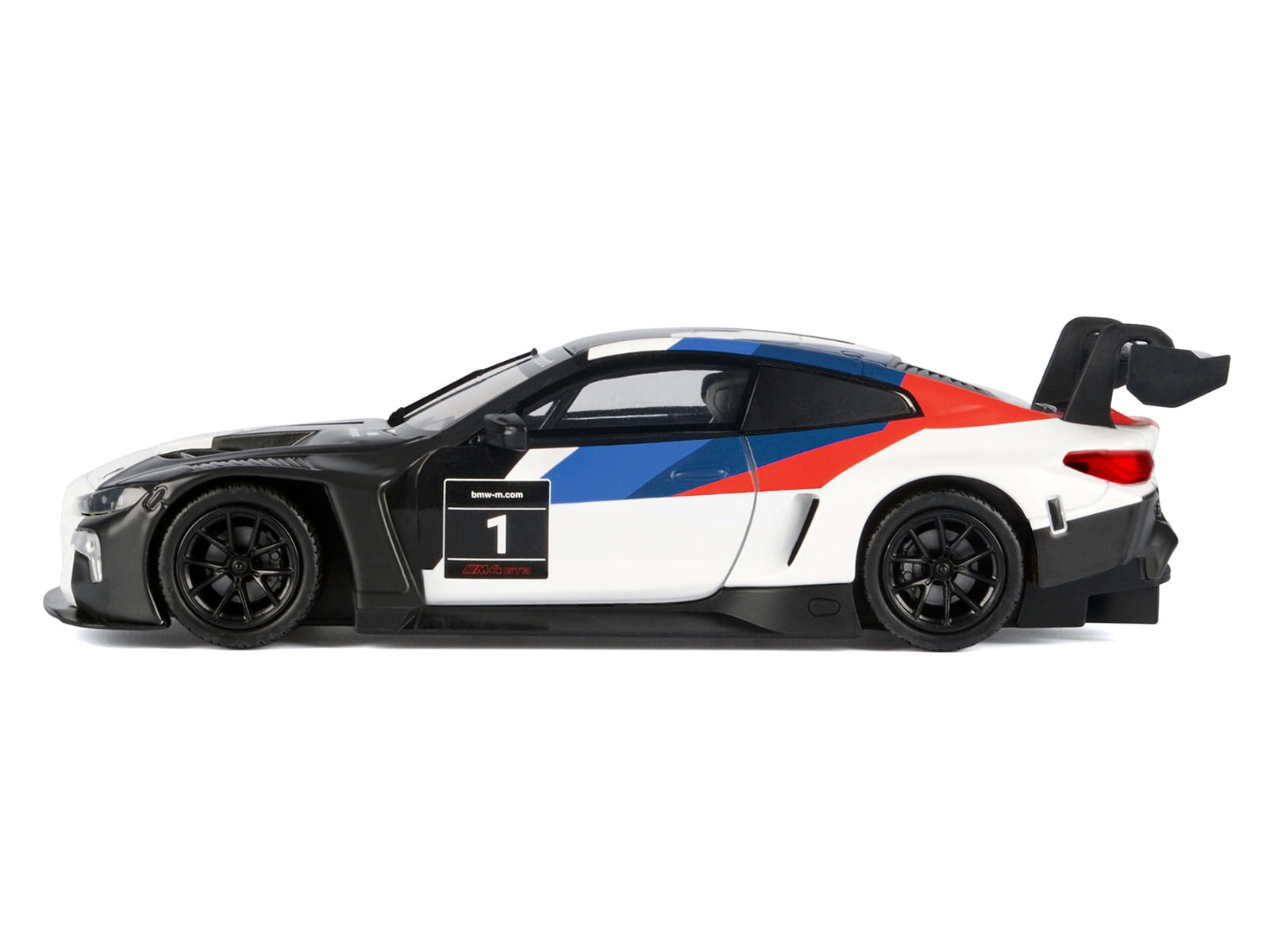 BMW M4 GT3 #1 White with Black, Blue and Red Graphics "GT Racing" Series 1/24 Diecast Model Car by Motormax