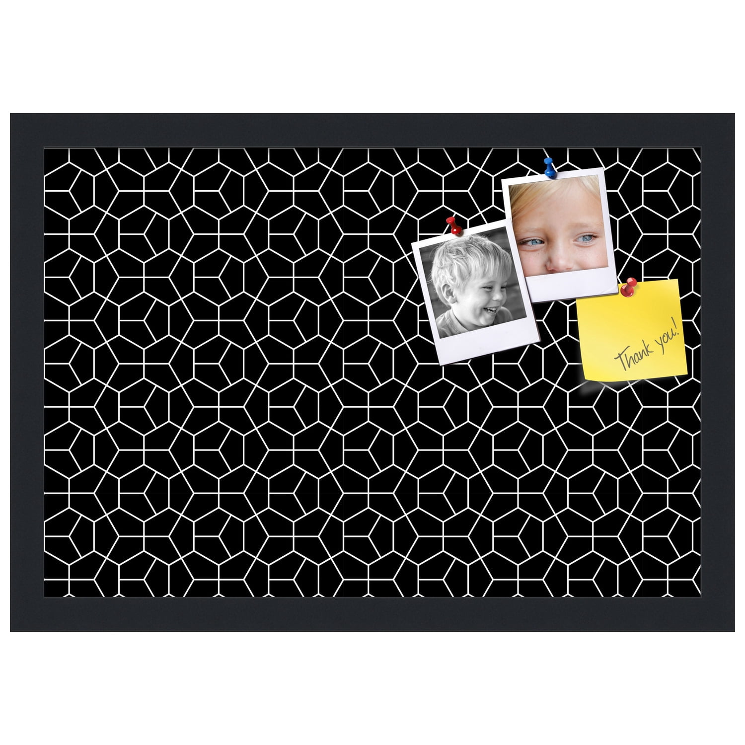 PinPix 19x13 Custom Cork Bulletin Board Modeco Hex W B Poster Board Has a Fabric Style Canvas Finish, Framed in Modeco Hex W B, by ArtToFrames (PinPix-1730)