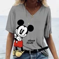 thumbnail image 3 of Camiseta holgada con estampado de dibujos animados de Disney Mickey Mouse para mujer, camisetas de verano de manga corta con cuello en V, camisetas kawaii, ropa femenina, 3 of 5