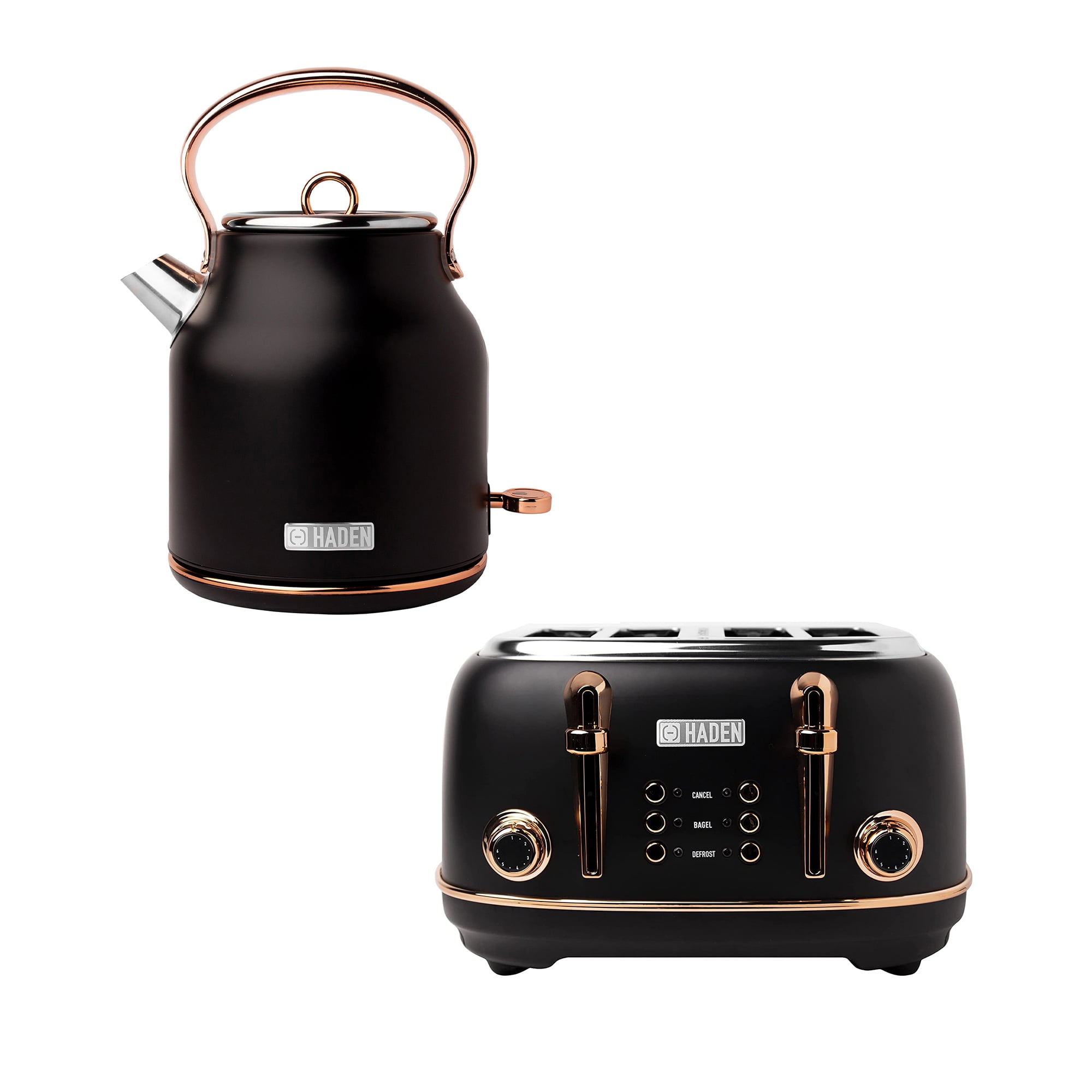 Haden Heritage Stainless Steel Electric Tea Kettle w/ Toaster, Black