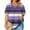 Purple, variant on Women's Plus Size Tops Cross Front V Neck Striped T-shirt Casual Loose Short Sleeve Summer Top Blouses Red 4XL