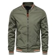 thumbnail image 1 of SUNSIOM Veste Bomber Légère pour Hommes Automne Imprimé Rayé Manches Longues Col Montant Zip Ajustée, 1 of 3