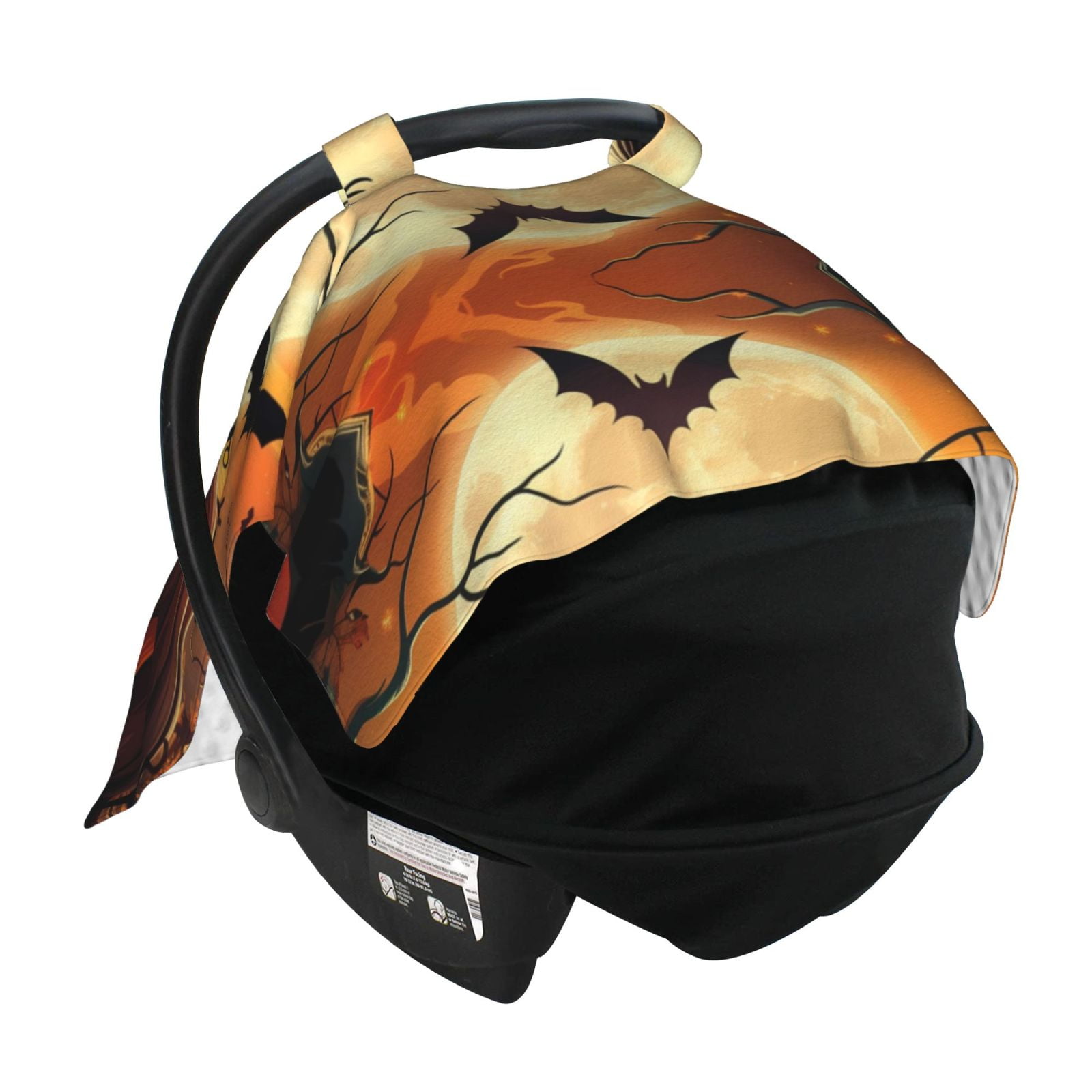 Car Seat Cover Baby - Halloween Full Moon Pumpkin Bat (2) Breathable Infant Car Seat Cover for Baby Carseat, Lightweight Comfort Baby Essentials Must Haves Newborn Stuff for Girl Boy