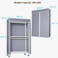thumbnail image 5 of White Rack With Grey Cover Metal Garment Hanging Clothes Storage Rack, 5 of 7