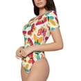 thumbnail image 2 of Naloa Colorful Butterflies Women's Short-Sleeved Onesie, One-Piece Swimsuit for Parties, dates, clubs - Medium, 2 of 9